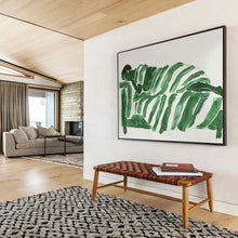 Load image into Gallery viewer, Playful Green Striped Figure Abstract Painting for Kids’ Playroom &amp; Eclectic Den DKH227
