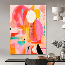 Load image into Gallery viewer, Bold Color Circles and Drips Abstract Canvas Painting, Ideal for Modern Playroom &amp; Artistic Café LargeART1181
