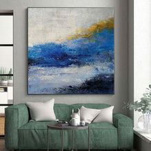 Load image into Gallery viewer, Large - Scale Blue and Yellow Abstract Revisited Acrylic for Beachfront Restaurant &amp; Coastal Home Office LargeART0362
