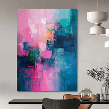 Load image into Gallery viewer, Pink &amp; Teal Abstract Block Acrylic Art, Suited for Teen Room &amp; Creative Lounge LargeART1012
