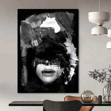 Load image into Gallery viewer, Abstract Face in Black &amp; White – Bold Mixed - Media Portrait DTP232
