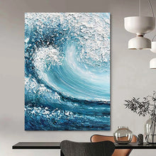 Load image into Gallery viewer, “Crashing Wave Impasto” – Thick, textured blue and white crashing wave. DTP322
