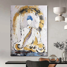 Load image into Gallery viewer, Gold &amp; White Spiritual Abstract Art, Perfect for Zen Living Room &amp; Meditation Space LargeART2098
