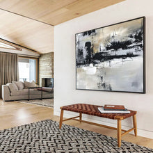 Load image into Gallery viewer, Black &amp; White Abstract - Sophisticated Living Room Art LargeART1565
