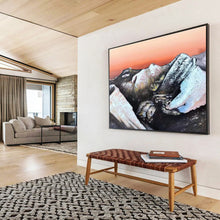 Load image into Gallery viewer, Snow - Capped Mountains with Orange Sky Abstract Painting on Canvas - “Mountain Dream” DKH651
