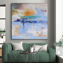 Load image into Gallery viewer, Large - Scale Hand - painted Blue - Toned Abstract Mosaic Acrylic Art for Coastal - Inspired Living Rooms LargeART0224

