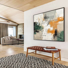 Load image into Gallery viewer, Multicolor Geometric Abstraction with Green and Orange Abstract acrylic painting DLZ100
