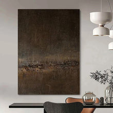 Load image into Gallery viewer, Hand - painted Large - sized Dark Brown Textured Abstract Acrylic Art for Sophisticated Studies LargeART0119
