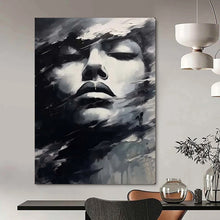 Load image into Gallery viewer, Black &amp; White Abstract Portrait Art, Perfect for Dramatic Bedroom &amp; Modern Office LargeART2130
