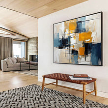 Load image into Gallery viewer, Color - Block Abstract Painting with Geometric Lines for Contemporary Office &amp; Urban Loft DKH183
