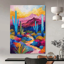 Load image into Gallery viewer, “Colorful Desert Landscape with Cacti” - Impressionistic Desert Art on Canvas DKH1556
