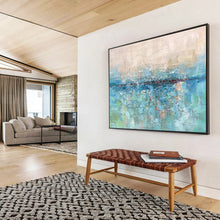 Load image into Gallery viewer, Blue - Green Abstract Painting On Canvas with Textured Layers DKH355
