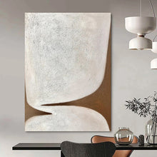 Load image into Gallery viewer, “Minimalist White and Brown Shapes” - White, Brown Abstract Art on Canvas DKH1179
