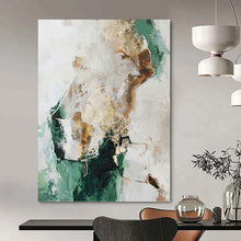 Load image into Gallery viewer, “Green - Gold Abstract Fusion” Abstract Painting on Canvas, Nature - Inspired Decor DKH1008
