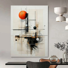 Load image into Gallery viewer, Geometric Abstract with Orange Sphere Abstract Canvas Painting, Perfect for Creative Studio &amp; Modern Art Gallery LargeART1213
