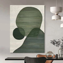 Load image into Gallery viewer, Large - Scale Hand - painted Green Overlapping Shapes Acrylic Art for Minimalist Living Rooms LargeART0164

