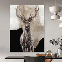 Load image into Gallery viewer, “Textured Stag Portrait” - Impasto Animal Art on Canvas DKH1462

