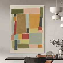 Load image into Gallery viewer, “Colorful Geometric Blocks” Abstract Modern Painting on Canvas, Playful Decor DKH964

