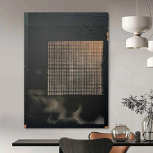 Load image into Gallery viewer, “Grid on Black” ，Black background with a textured, grid - patterned beige square. DTP306

