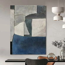 Load image into Gallery viewer, Gray &amp; Blue Geometric Abstract Painting, Perfect for Modern Office &amp; Minimalist Hallway LargeART1425
