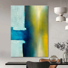 Load image into Gallery viewer, Blue and Green Abstract Fusion Canvas Painting, Ideal for Modern Studio &amp; Calm Waiting Room LargeART1238
