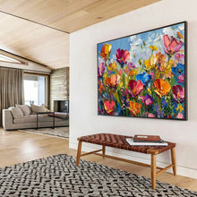 Load image into Gallery viewer, Color - Burst “Wildflower Meadow Joy” Painting on Canvas, Lively Floral Artwork DKH797
