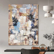 Load image into Gallery viewer, “Muted Tones Abstract Landscape” - Beige, Blue, Grey Abstract Art on Canvas DKH1303
