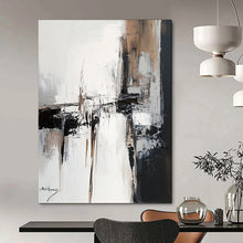 Load image into Gallery viewer, Black &amp; White Abstract Structure Art, Ideal for Minimalist Living Room &amp; Modern Office LargeART2087
