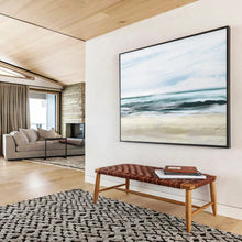 Load image into Gallery viewer, Soft Blue Ocean Wave Abstract Abstract acrylic painting DLZ128
