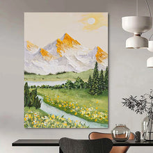 Load image into Gallery viewer, “Sunlit Mountainscape: Vivid Nature Abstract” Abstract Painting on Canvas, Rustic Living Room Art DKH1037
