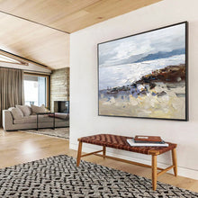 Load image into Gallery viewer, Textured Coastal Scene Abstract Painting on Canvas - “Beach Explorers” DKH634
