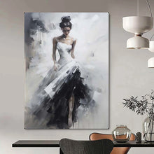 Load image into Gallery viewer, Black &amp; White Figurative Abstract Painting, Ideal for Elegant Bedroom &amp; Art - Themed Lounge LargeART2133
