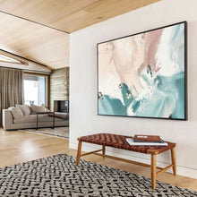 Load image into Gallery viewer, Blush &amp; Teal Flow: Soft - Hued Abstract Motion Large - Scale Hand - painted Abstract Acrylic Art DLZ182
