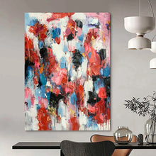 Load image into Gallery viewer, “Vibrant Drip Abstract with Reds and Blues” - Emotive Abstract Art on Canvas DKH1585
