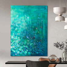 Load image into Gallery viewer, Teal Abstract Landscape Painting, Perfect for Spa - Inspired Bathroom &amp; Peaceful Meditation Space LargeART1860
