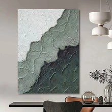 Load image into Gallery viewer, “Textured Mountain Layers” - Green, Grey, Black Abstract Art on Canvas DKH1212
