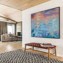 Load image into Gallery viewer, Colorful Sunset Reflection Abstract Painting on Canvas - “Sky on Water” DKH662
