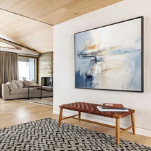 Load image into Gallery viewer, Minimalist Blue and Beige Seascape Abstract acrylic painting DLZ090
