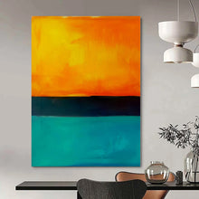 Load image into Gallery viewer, Orange - Teal Horizon Abstract Canvas Painting, Great for Coastal Bedroom &amp; Inspirational Office LargeART1187
