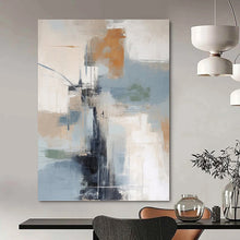 Load image into Gallery viewer, “Colorful Abstract Cityscape in Neutral Tones” - Beige, Grey, Blue, Orange Abstract Art on Canvas DKH1254
