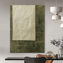 Load image into Gallery viewer, Large - Scale Hand - painted Linen and Ribbed Green Acrylic Art for Bohemian - Style Studies LargeART0219
