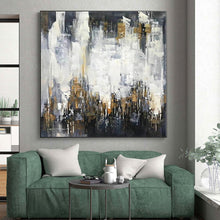 Load image into Gallery viewer, Oversized Gray - Gold Abstract Cityscape Acrylic for Sophisticated Hallway LargeART0299
