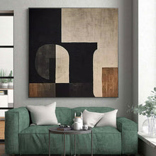 Load image into Gallery viewer, Black - Beige Geometric Abstraction Art for Modern Home &amp; Art Gallery LargeART0862
