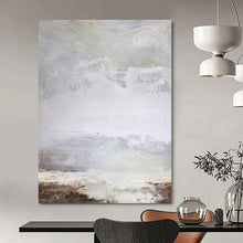 Load image into Gallery viewer, Light Gray Abstract Landscape Canvas Painting, Perfect for Coastal Home Office &amp; Serene Nursery LargeART1149
