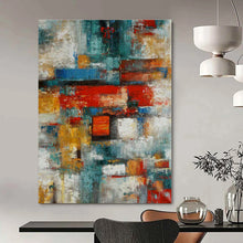 Load image into Gallery viewer, Colorful Cubist Abstract Painting, Perfect for Creative Office &amp; Eclectic Gallery Wall LargeART1395
