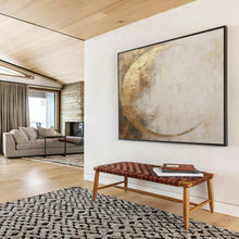 Load image into Gallery viewer, Golden Crescent Moon in Neutral Tones Abstract acrylic painting DLZ081
