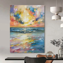 Load image into Gallery viewer, Vivid Seaside Sunset Painting, Suited for Beach House Living Room &amp; Tropical - Themed Patio LargeART1392
