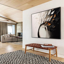 Load image into Gallery viewer, Textured Floral Abstract Painting on Canvas - “Gilded Leaves” DKH748
