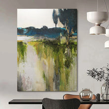Load image into Gallery viewer, Green - Toned Abstract Landscape Painting, Suited for Nature - Lover’s Study &amp; Cozy Cottage Living Room LargeART1925
