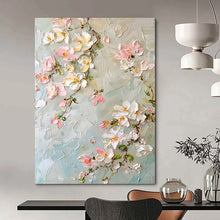 Load image into Gallery viewer, Pastel - Toned Textured Flower Abstract Painting, Ideal for Feminine Bedroom &amp; Charming Breakfast Nook LargeART2067
